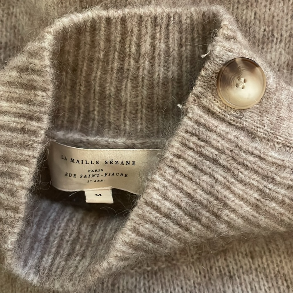 Sezane - Polly Sweater Dress Mottled Beige Tan - Size Medium - Picture 9 of 10